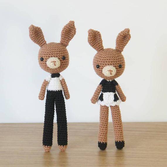 Costume Bunny Waiter Waitress PDF Amigurumi Crochet Pattern - Little Bear Crochets